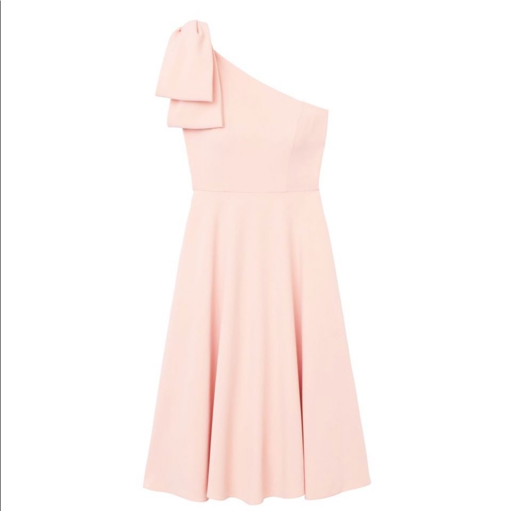 Light Pink One Shoulder Midi Gal Meets Glam Dress